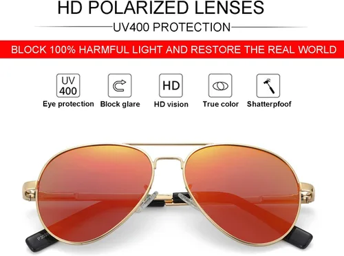 Miniatura 39 de Gafas de sol polarizadas de aviador pequeñas para niñas y niños de 4 a 16 años