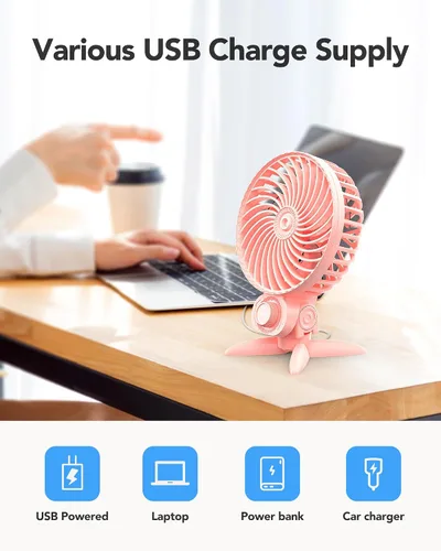 Miniatura 6 de AaoLin Ventilador pequeño USB, ventiladores de escritorio con velocidades variables CVT, flujo de aire de enfriamiento fuerte, portátil silencioso