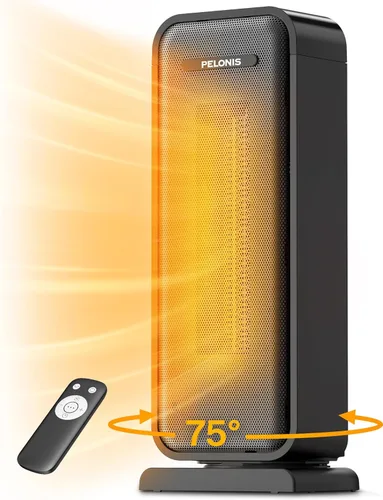 Pelonis Calentador de espacio eléctrico de 1500 W para uso en interiores con termostato, oscilación y control remoto – Calentador de cerámica