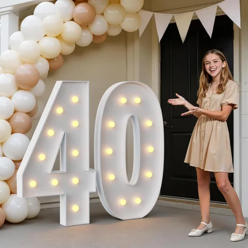 Miniatura 15 de IMPRSV Letras de mosaico iluminadas de marquesina, 4 pies para globos y fiestas, decoración de kit de arco