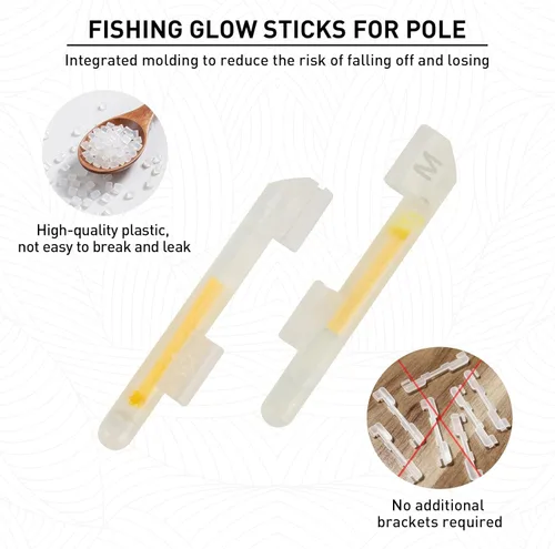 Miniatura 5 de QualyQualy Varillas brillantes de pesca con clip para bastón, luces de pesca para cañas, palos de luz para caña de pescar, kit a granel de 20 piezas