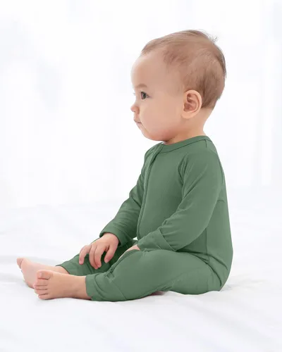 Miniatura 5 de GUISBY Pijama de bambú sin pies para bebé con mitones, manga larga con cremallera, se adapta cómodamente a los que duermen, paquete de 4