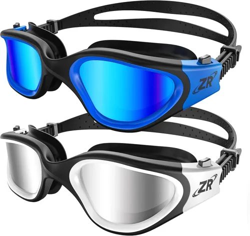 ZIONOR Gafas de natación, 2 paquetes de gafas de natación polarizadas G1 para adultos, hombres y mujeres A01-polarizado negro azul y negro blanco