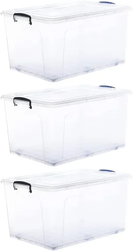 Miniatura 35 de Superio Cajas de almacenamiento transparentes con tapas, contenedores de plástico de 2.5 cuartos de galón para organizar, cajas apilables, sin BPA