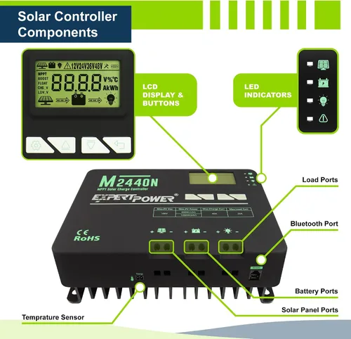Miniatura 4 de ExpertPower Controlador de carga solar MPPT de 40 A Regulador inteligente de selección automática de 12 V/24 V Entrada fotovoltaica máxima