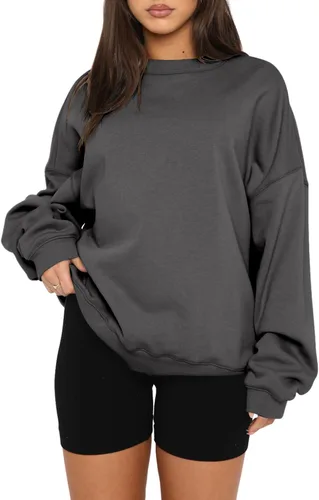 Miniatura 2 de Angerella Sudaderas de manga larga para mujer, estilo casual, cuello redondo, ajuste holgado, sudadera con capucha de forro polar para otoño