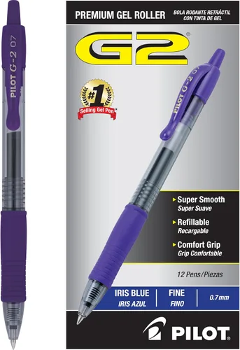 Miniatura 10 de Bolígrafos Pilot G2 Premium de Gel, Punta Fina 0.7 mm, Color Azul Marino, Juego de 12 - Ideal para Escuela, Diario y Escritura en la Oficina