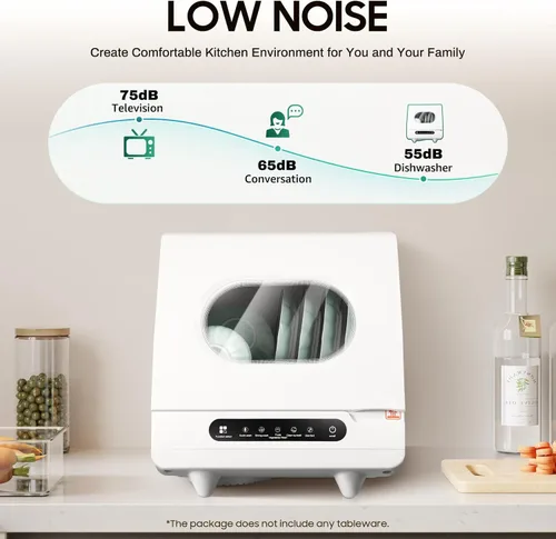 Miniatura 6 de Mini lavavajillas de encimera de 1200 W, control de panel completo, lavadora de platos portátil y compacta, 5 programas de lavado de 2 a 6