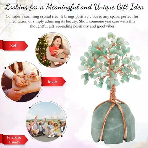 Miniatura 3 de Árbol de cristal de aventurina verde con base de piedra de aventurina verde, decoración de árbol de la vida para dormitorio, regalos de cumpleaños