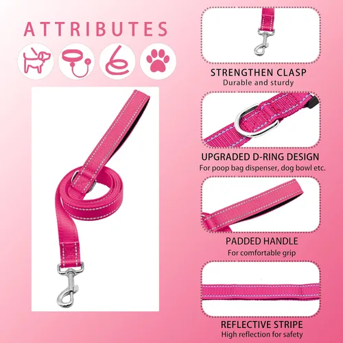Miniatura 3 de Collar reflectante para perro con hebilla de bloqueo, collares de nailon ajustables suaves y transpirables para perros pequeños, medianos y grandes