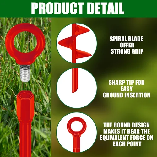 Miniatura 3 de Chumia 6 Piezas Anclas de Tierra de 18 Pulgadas con Hoja Espiral, Anclas de Tierra Resistentes, Kit de Cobertizo de Metal para Jardín, para Asegurar