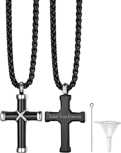 Miniatura 25 de Richsteel Collares de urna para cenizas para mujeres y hombres, collar con colgante de cremación para cenizas, joyería conmemorativa de acero