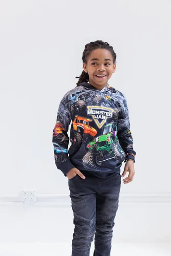 Miniatura 5 de Monster Jam Zombie Grave Digger Megalodon - Sudadera con capucha de forro polar para niños pequeños a grandes