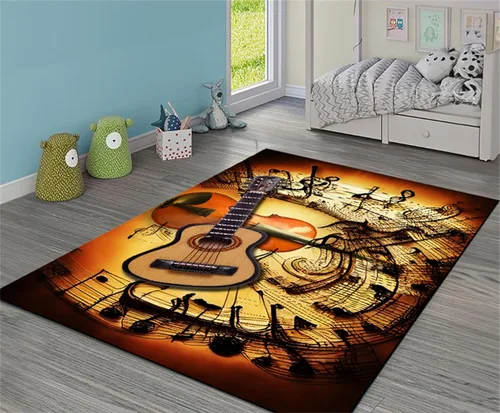 Miniatura 2 de Alfombra de guitarra, 3 x 4 pies, alfombra de guitarra eléctrica, para interiores, antideslizante, reducción de ruido, lavable a máquina, alfombra
