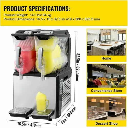 Miniatura 6 de Máquina de granizado de hielo, máquina comercial de hielo fresco para batidos, máquina de granizado de bebidas congeladas, para el hogar, cocina