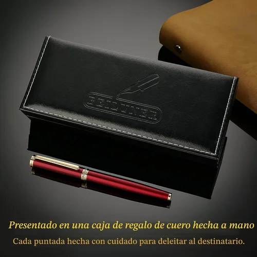 Miniatura 5 de BEILUNER Pluma estilográfica roja, impresionantes plumas de lujo con acabado de oro de 24 quilates, hermosa plumilla dorada de 24 quilates rojo