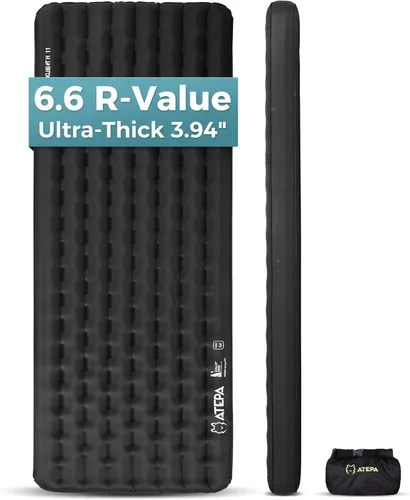 Miniatura 14 de ATEPA Colchoneta de dormir ultraligera autoinflable para mochileros, 1.65 libras, compacta, de 3 estaciones, con R-Value 2.3, almohadilla de espuma