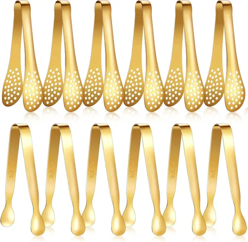 Vesici 12 pinzas pequeñas para servir de 5 pulgadas, pinzas pequeñas para servir, pinzas para hielo, alicates pequeños para aperitivos, fiestas de