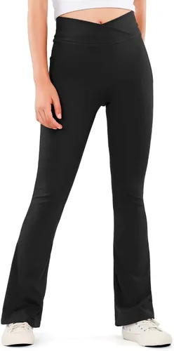 Miniatura 2 de HASMES Leggings acampanados para niñas, pantalones de yoga con cintura alta, pantalones casuales de baile, pantalones deportivos para niños