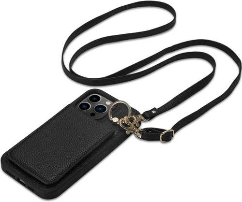 Funda para iPhone 14 Pro Max de 6.7'', Funda Cartera Cruzada Desmontable con Ranuras para Tarjetas con Bloqueo RFID, Soporte de Anillo de 360°,