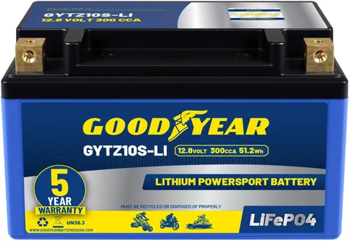 Miniatura 16 de Goodyear GYTX4L-LI LiFePO4 LiFePO4 12.8V 150CCA Batería recargable de alto rendimiento Powersport con reemplazo inteligente BMS para motocicleta