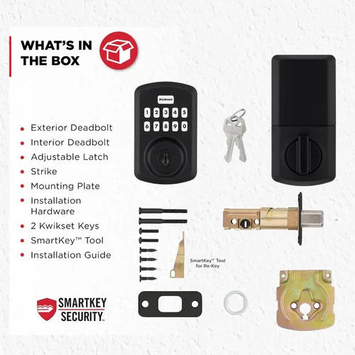 Miniatura 8 de Kwikset Powerbolt 250 - Cerradura electrónica de transición con teclado de 10 botones, color negro mate, con cómoda entrada sin llave, códigos