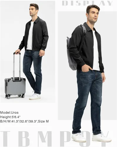 Miniatura 7 de TBMPOY Chaquetas ligeras para hombre, estilo casual, rompevientos, para hombre, chaqueta ligera de pista, cuello de tendido, abrigos de golf de otoño