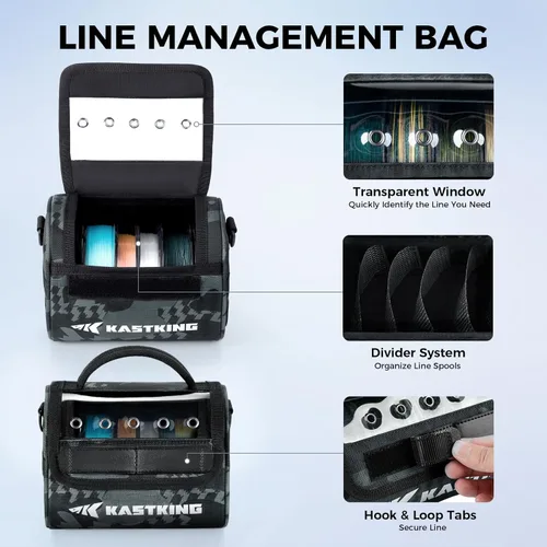 Miniatura 2 de KastKing BaitSpace Bolsa de gestión de línea, bolsa de almacenamiento de línea de pesca con nailon resistente al agua, ventana transparente, divisor