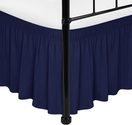 Miniatura 24 de Biscaynebay Faldas de cama envolventes con esquinas divididas para camas Twin/Twin XL de 15 pulgadas de caída, volantes de polvo elásticos Negro