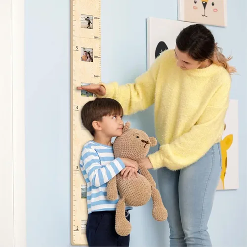 Miniatura 3 de Tabla de crecimiento de madera para niños con marcos de fotos, niños y niñas, tabla de crecimiento de altura para pared, tabla de medición