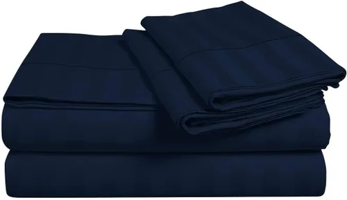 Miniatura 8 de Juego de sábanas y fundas de almohada de 6 piezas, 100% algodón, juego de sábanas de rayas de agua individual incluye 4 fundas de almohada, 1 sábana