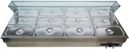 TECTHTONGDA Calentador de sopa de alimentos Estufa Bain Marie Comercial Canteen Buffet Calentador de vapor 12x5.5x4 pulgadas Pan con escudo de