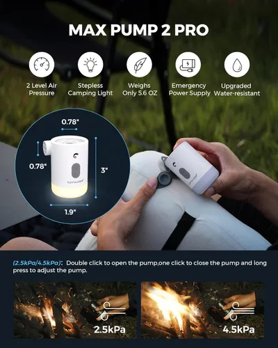 Miniatura 2 de FLEXTAILGEAR Bomba de aire de 4.5 kPa para inflables, bomba de aire portátil con luz LED, batería recargable de 3600 mAh, bomba de inflador