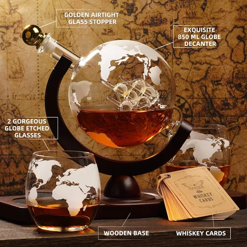 Miniatura 6 de Regalos para hombres, papá, marido de esposa, hija, hijo, juego de decantador de whisky en forma de globo con 2 vasos, regalos únicos de Navidad