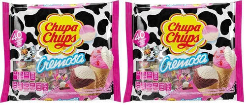 Miniatura 9 de Chupa Chups Paletas Candy, 40 ventosas de caramelo para niños, helado de cremosa, 2 sabores cremosos surtidos, para regalos, fiestas, oficina, 40
