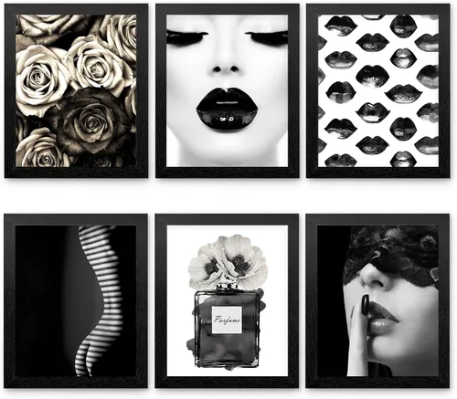 Miniatura 23 de HoozGee Juego de 6 impresiones artísticas de pared de moda, perfumes, pintalabios, pinturas de lienzo, pósteres de decoración de habitación de niñas
