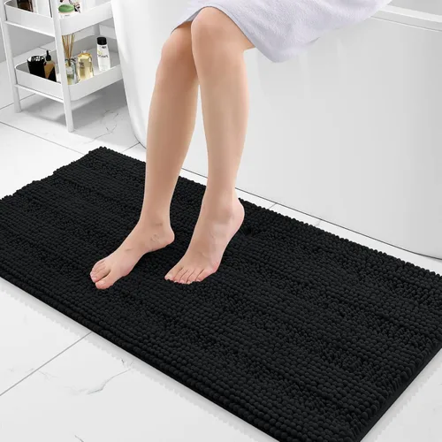 Miniatura 94 de Grandaily Alfombras de baño de felpilla a rayas de 24 x 16 pulgadas, extra gruesas y suaves, absorbentes, parte trasera de goma, alfombra de ducha