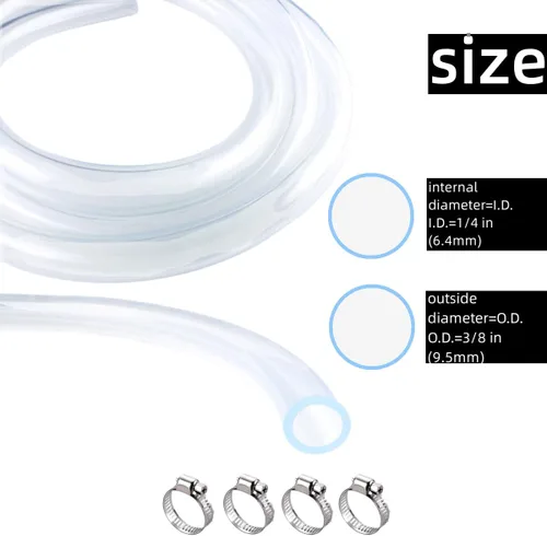 Miniatura 2 de Tubo de vinilo de plástico transparente de 1/4 pulgadas de diámetro interior x 3/8 pulgadas de diámetro exterior de 50 pies, tubo ligero de PVC