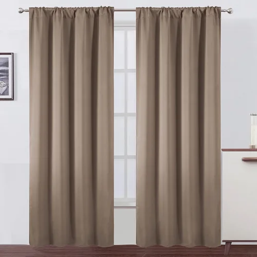 Miniatura 67 de LEMOMO Cortinas opacas negras para cocina, 42 x 45 pulgadas, juego de 2 paneles de cortinas opacas con bolsillo para cortinero para ventana pequeña