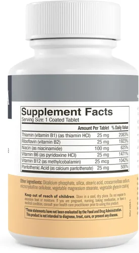 Miniatura 5 de Freeda Complejo de vitamina B, sin fólico, sin PABA, suplemento vitamínico kosher complejo súper B con vitamina B1, vitamina B2, vitamina B3