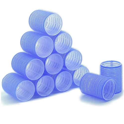 Rodillos para el cabello, paquete de 12 rulos de pelo autoagarre para cabello largo, peinado rizado de bricolaje, los colores pueden variar, grande
