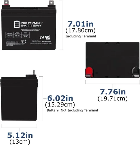 Miniatura 2 de Mighty Max Battery Batería de repuesto de 12V 35AH para Pride Jazzy Elite 6-4 Pack
