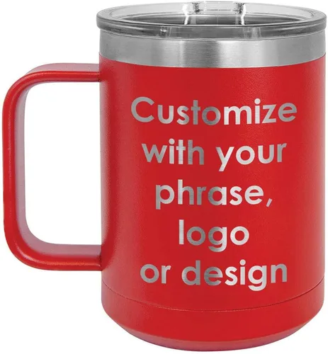 Miniatura 14 de Personalizado Negro 15 oz taza de café w/tapa deslizante superior Añadir su texto personalizado con nombres, frase, diseño o logotipo