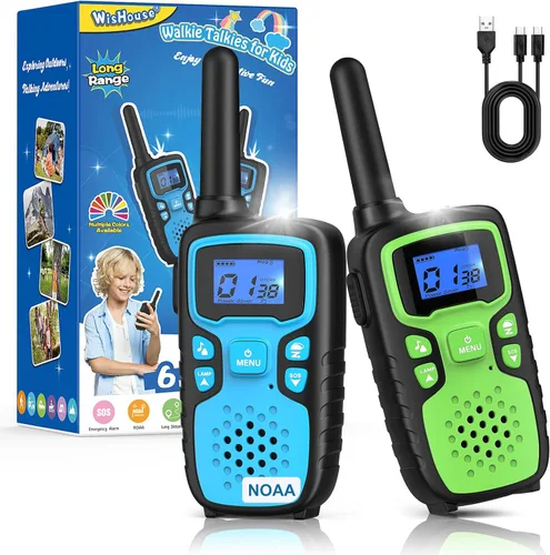 Wishouse Walkie Talkies para niños recargables de largo alcance, regalo de cumpleaños de Navidad para niños de 4, 5, 6, 7, 8, 9 años, equipo de