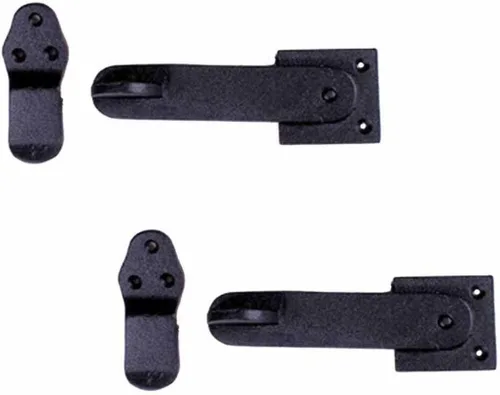 Miniatura 13 de Renovators Supply Manufacturing Pestillo de portón negro de hierro forjado juego 4 pulgadas x 6 3/8 pulgadas