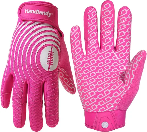Miniatura 16 de HANDLANDY Guantes de fútbol para jóvenes, guantes receptores adhesivos para niños, guante de fútbol de súper agarre, mejor regalo para niños y niñas