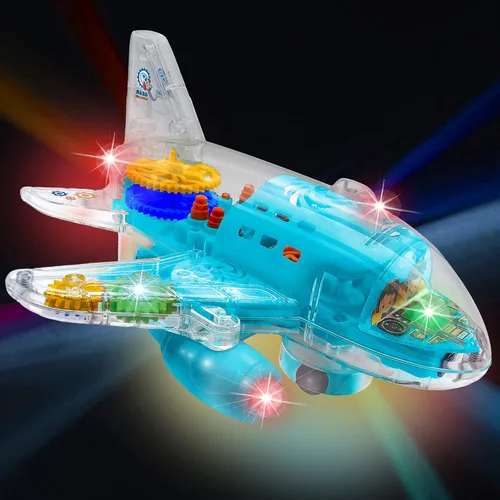 Miniatura 7 de ArtCreativity Juguete de avión transparente iluminado para niños pequeños de 1 a 3 años, divertido juguete de avión para niños de 3 a 5 años