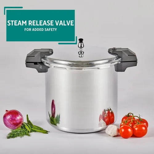 Miniatura 4 de MIRRO Enlatadora a presión de aluminio de 22qt con 3 reguladores y estantes de cocción dobles, 5/10/15 PSI