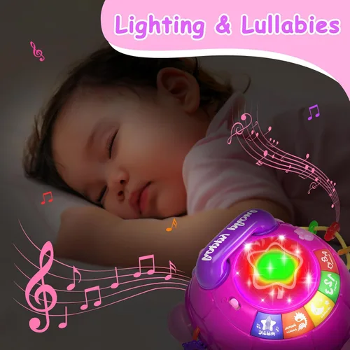 Miniatura 6 de Ussybaby Juguetes Musicales de Tortuga para Bebés de 6 a 12 Meses, Juguete Musical Iluminado para Tiempo Boca Abajo del Bebé con Teléfono, Juguetes