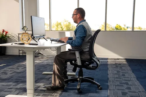 Miniatura 2 de Silla de oficina ergonómica, silla de oficina, soporte lumbar, silla de oficina de malla con respaldo medio con reposabrazos ajustables, silla